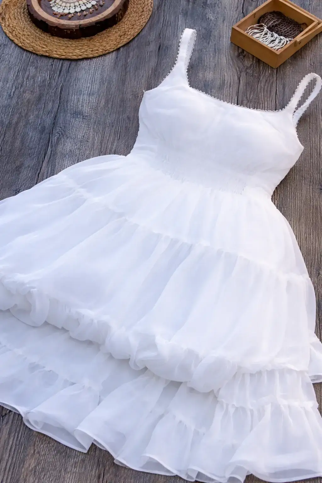 Women White Flared Party Wear Dress